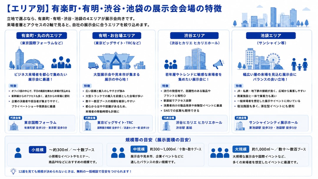 【エリア別】有楽町・有明・渋谷・池袋の展示会会場の特徴