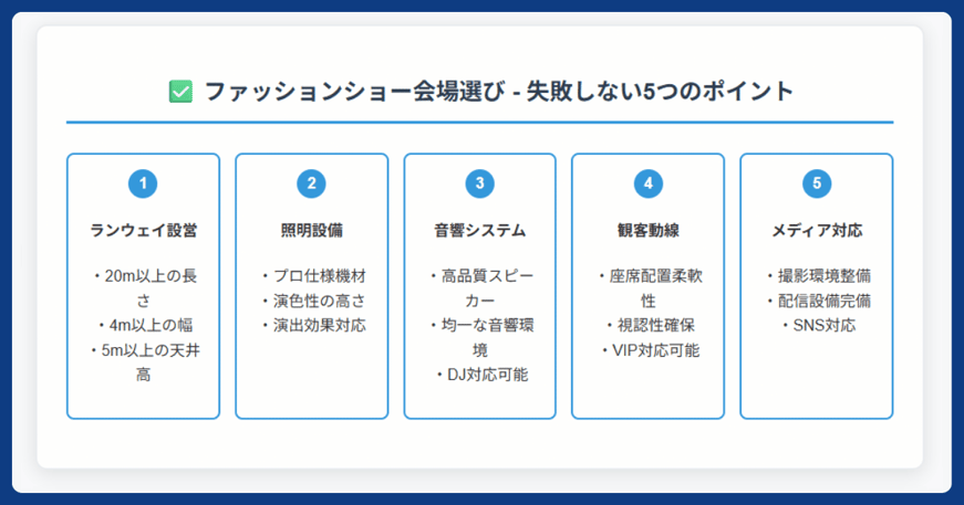 ファッションショー会場選びで失敗しない5つのポイント